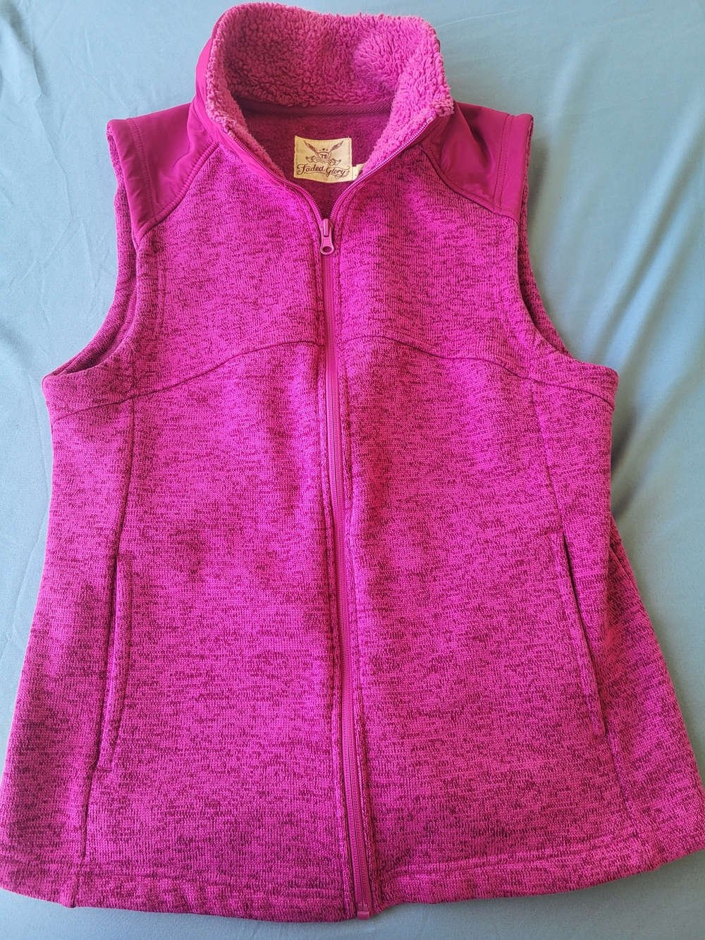 Faded Glory Bright Pink Sherpa-Lined Girls' Zip Vest